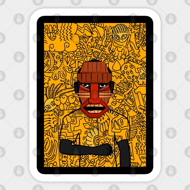 Tether NFT - Embrace the Tropical Vibes: A Male Character in Hawaiian Mask Sticker by Hashed Art